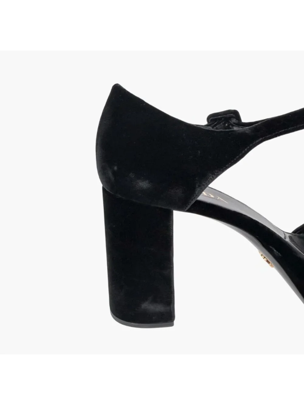 Prada Triangle Logo Platform Pumps Heels Sandals Black Velvet Size 41 US 11